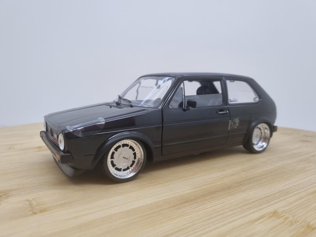 Norev VW Golf MK1 GTI Zwart Custom! Breedset Pirelli Velgen, Auto, Nieuw, Norev, Ophalen of Verzenden