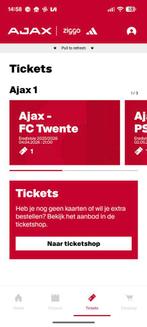 1x kaartje Ajax - FC Twente vak 410 rij 23, Tickets en Kaartjes, Losse kaart, Eén persoon, April