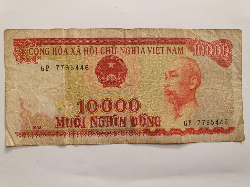 10000 Dong bankbiljet uit 1993 Vietnam, Postzegels en Munten, Bankbiljetten | Azië, Ophalen of Verzenden, Zuidoost-Azië, Los biljet