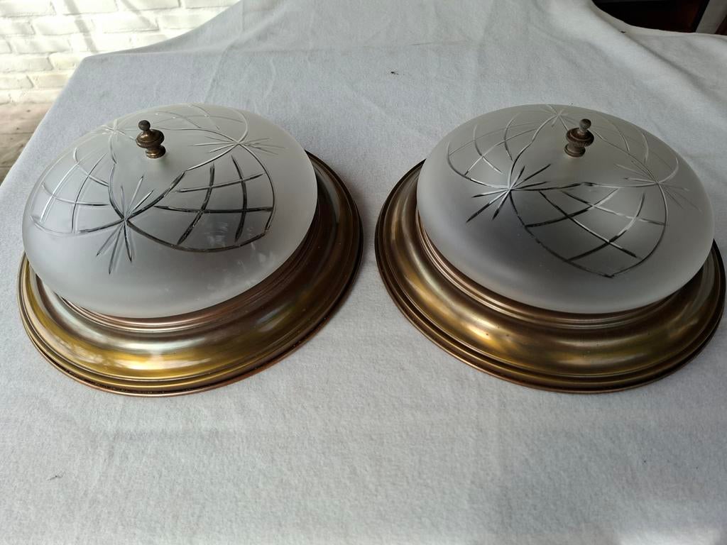 Vintage retro plafonniere plafondlamp Design glas jaren 60., Huis en Inrichting, Ophalen of Verzenden, Zo goed als nieuw, Glas