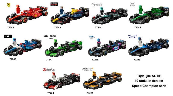 10 Speed Champions F1 auto's in SET 77242 t/m 77251, Kinderen en Baby's, Speelgoed | Duplo en Lego, Nieuw, Lego, Complete set