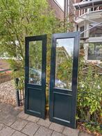 Set tuindeuren met glas - groen/wit, Gebruikt, Buitendeur, 200 tot 215 cm, Glas