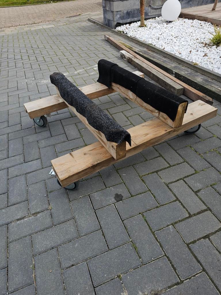 Zelfgemaakte bootkar op wielen voor kleine boten, Ophalen of Verzenden, Gebruikt, Overige typen, Zeilboot of Motorboot