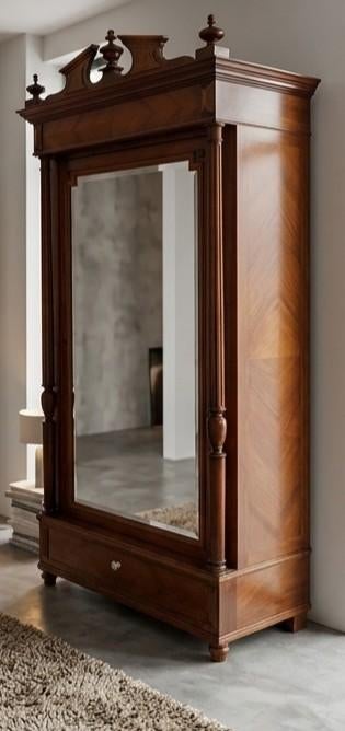 Antieke Biedermeier Kast met Facetgeslepen Spiegel, Ophalen