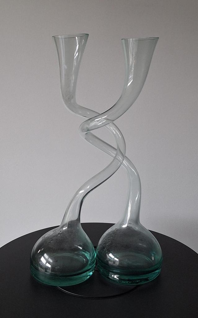 2 swirl vazen, Overige kleuren, Ophalen of Verzenden, Minder dan 50 cm, Glas