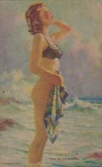 usa pin up free as the breeze vrouw litho 1948 1949, Ophalen of Verzenden, Voor 1920, Ongelopen, Overige thema's