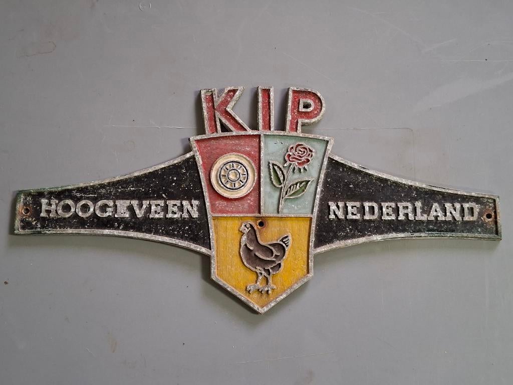 Kip Caravans Hoogeveen embleem / aluminium logo, Ophalen of Verzenden, Gebruikt, Reclamebord
