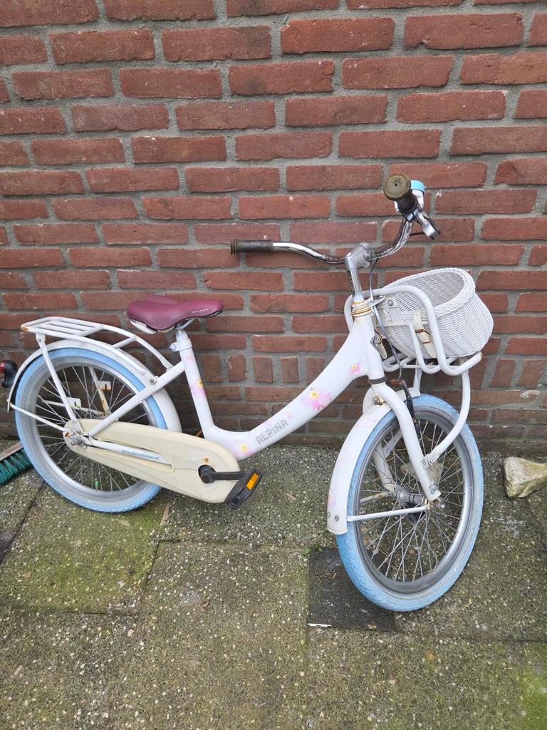 Alpina meisjesfiets met mandje, Fietsen en Brommers, Fietsen | Kinderfietsjes, Ophalen of Verzenden