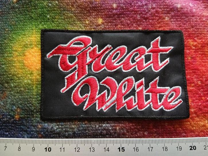 Great White mooie patch g91 hard rock, Verzamelen, Muziek, Artiesten en Beroemdheden, Nieuw, Kleding, Verzenden