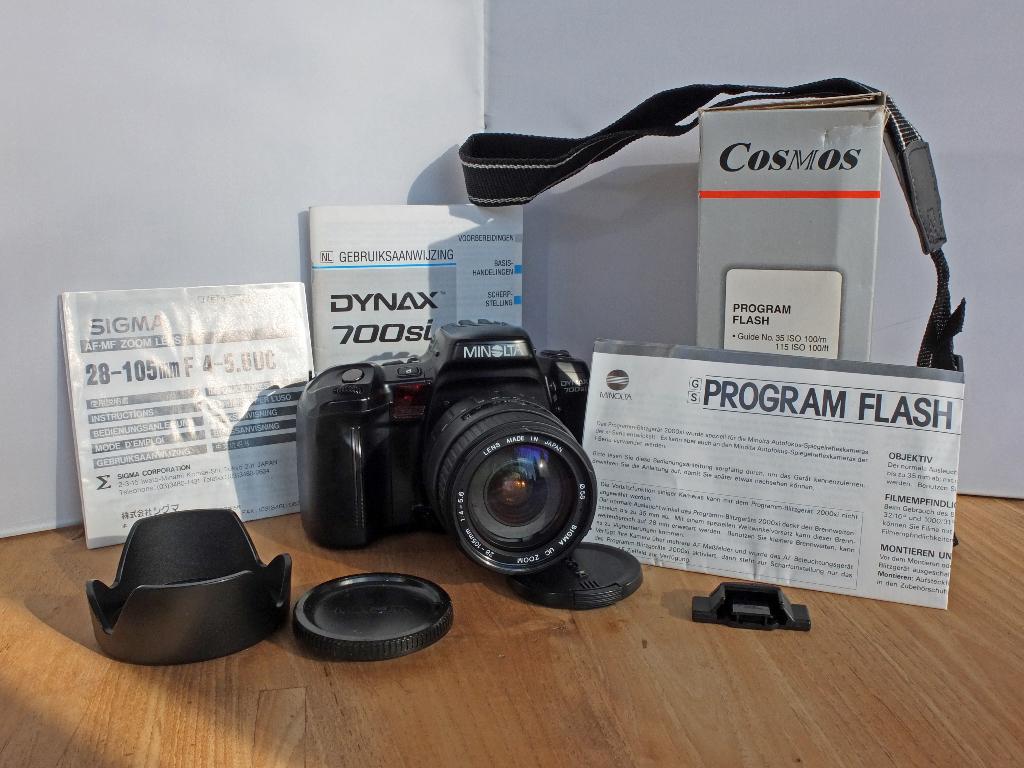 ✅Minolta Dynax 700si & Sigma 28-105 & Flitser & Documentatie, Ophalen, Gebruikt, Spiegelreflex, Minolta