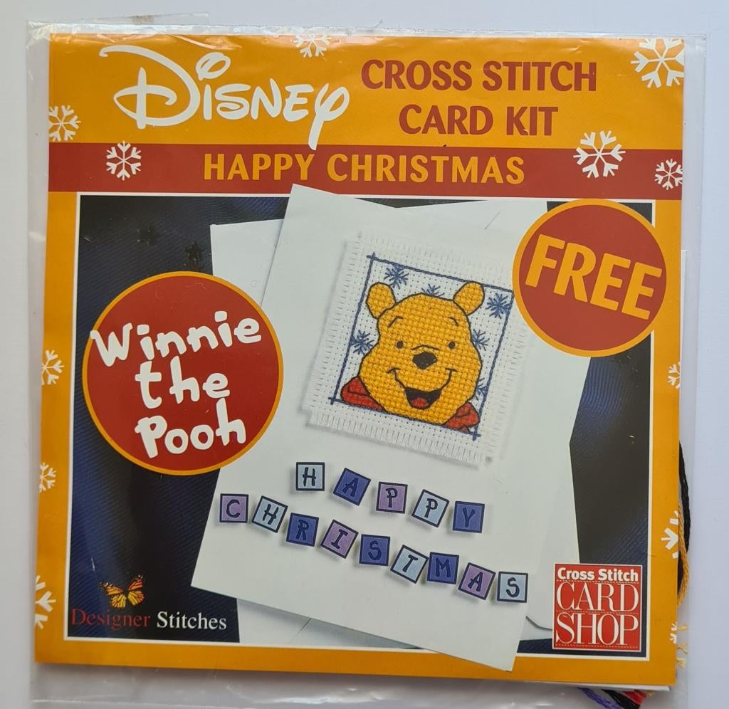 Winnie de Pooh Kerstkaart borduurpakketje, Ophalen, Nieuw, Handborduren, Borduurpakket