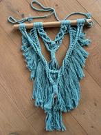 Macramé wandhanger blauwgroen - Handgemaakt, Textiel, Ophalen of Verzenden, Zo goed als nieuw, Blauw