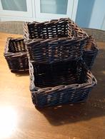 4 stevige rieten mandjes 29x25x14,5cm voor badkamer/kast, Gebruikt, Mand, Ophalen of Verzenden, Riet