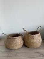 Set van 2 rieten manden, Huis en Inrichting, Woonaccessoires | Schalen en Manden, Ophalen, Mand, Rond, Zo goed als nieuw