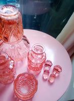 Vintage roze toiletset Val St Lambert, Antiek en Kunst, Antiek | Glas en Kristal, Ophalen of Verzenden