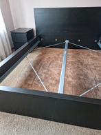 Ikea Malm bed 160x200 +2 nachtkastjes, donkerbruin, Huis en Inrichting, Ophalen, Zwart, Tweepersoons, Zo goed als nieuw