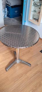 Aluminium ronde tafel, bistro, fifties, Huis en Inrichting, Ophalen, Metaal of Aluminium, Retro, fifties, Rond