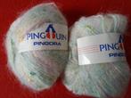 2 bolletjes Pingouin Pingora, gemêleerd roze/groen/geel, Hobby en Vrije tijd, Breien en Haken, Ophalen of Verzenden, Nieuw, Breien of Haken