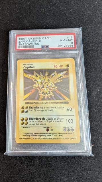 Base set Shadowless 16/102 Zapdos PSA 8 beschikbaar voor biedingen