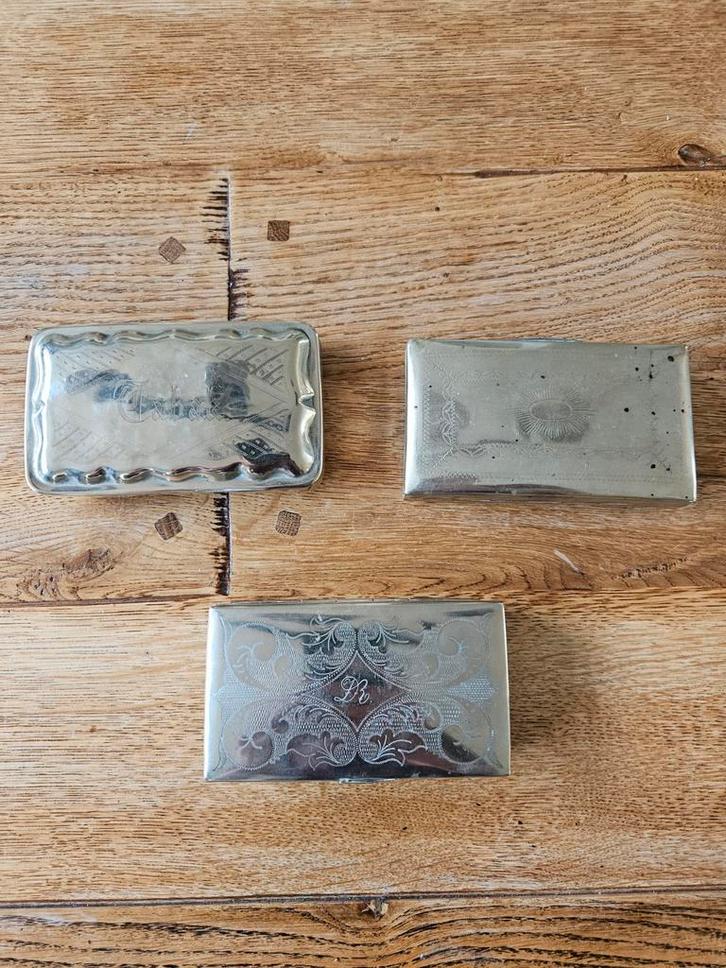 3 zilveren tabaksdozen met graveringen antiek zilver, Antiek en Kunst, Antiek | Goud en Zilver, Ophalen of Verzenden