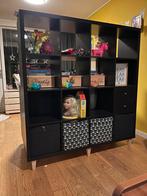 Ikea Kallax 4x4 Zwart evt incl ladeblokken, Ophalen, Met plank(en), Kunststof, 100 tot 150 cm