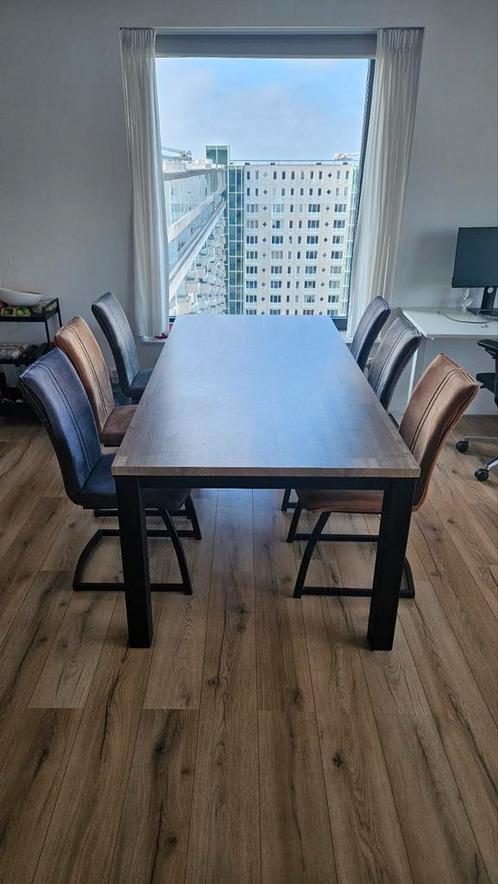 Eettafel 220x100cm met 6 stolen van de Bommel Meubelen, Huis en Inrichting, Complete eetkamers, Zo goed als nieuw, Ophalen