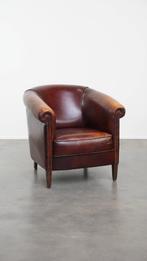 Charmante rundleren clubfauteuil in Engelse stijl, Huis en Inrichting, Fauteuils, Ophalen, Gebruikt, ., Vintage