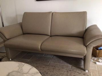 Leren 2. 1/2 zits bank beige beschikbaar voor biedingen