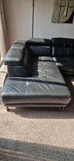 Zwart leren hoekbank Montel, Huis en Inrichting, Ophalen, Gebruikt, Leer, 200 tot 250 cm