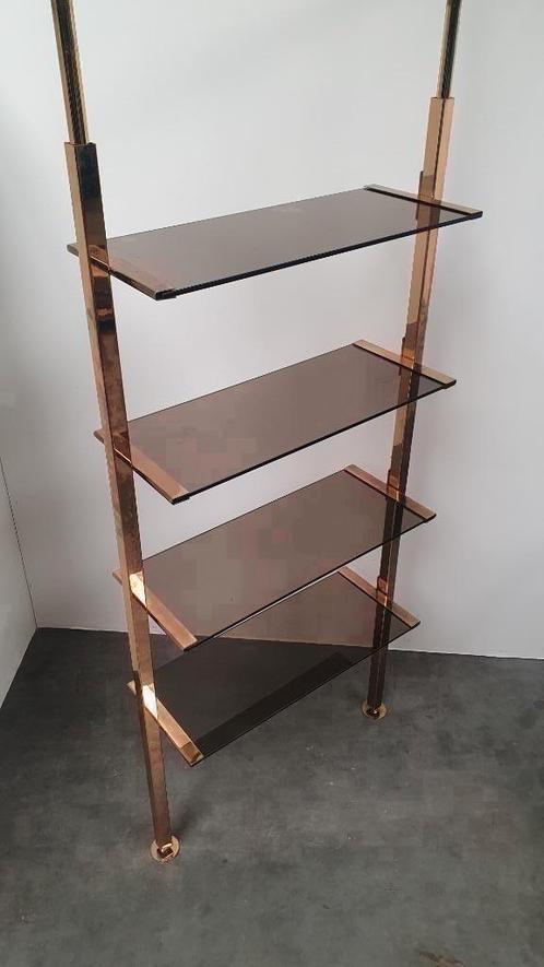 Brass glass freestanding wall unit regency bar belgo chrom, Huis en Inrichting, Kasten | Vitrinekasten, Gebruikt, 150 tot 200 cm