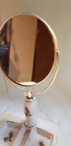 Antiek kapspiegeltje met porseleinen voet 26 cm, Huis en Inrichting, Verzenden, Rechthoekig, Minder dan 50 cm, Minder dan 100 cm