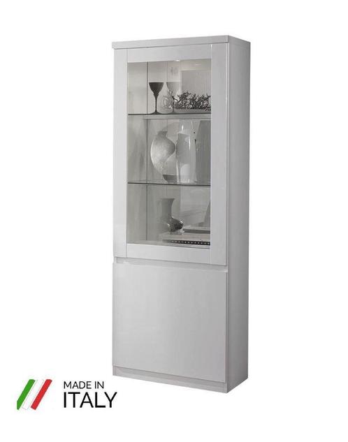 Vitrinekast Forever hoogglans wit 1 deur led lamp gratis-sal, Huis en Inrichting, Kasten | Vitrinekasten, Nieuw, 25 tot 50 cm