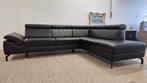 Zwarte leren Montel urban top design hoekbank 270x210 cm, 250 tot 300 cm, Hoekbank, Ophalen of Verzenden, Zo goed als nieuw