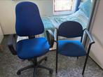 Een verstelbare Bureaustoel en een vaste stoel kobaltblauw, Ophalen, Gebruikt, Blauw, Bureaustoel