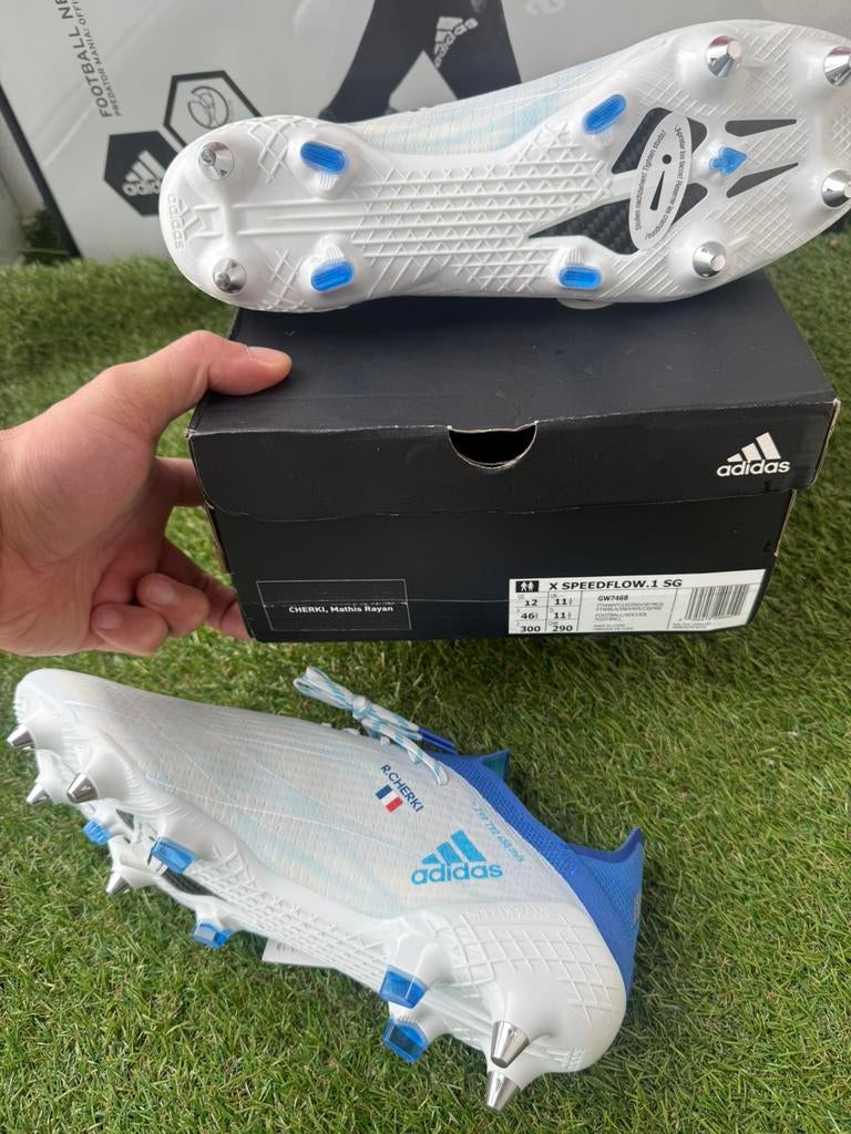 Rayane Cherki adidas x speedflow.1 voetbalschoenen matchworn, Maat XS of kleiner, Schoenen, Ophalen of Verzenden, Zo goed als nieuw