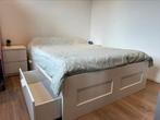 Tweepersoonsbed met lades 140 x 200, Huis en Inrichting, Slaapkamer | Bedden, Ophalen, Gebruikt, Wit, Tweepersoons