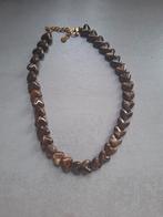 Kralenketting hartjes bruin, Overige materialen, Verstelbaar, Bruin, Ophalen of Verzenden