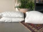 Prachtige set (3) XL dik leren KUSSENS maatwerk!, Ophalen, Gebruikt, Beige