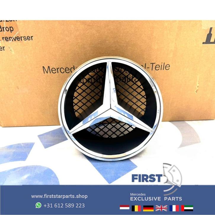 Mercedes AMG GRIL STER LOGO CHROOM W176 W177 W205 W117 W118, Auto-onderdelen, Carrosserie en Plaatwerk, Mercedes-Benz, Gebruikt