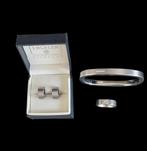 Boccia armband, oorbellen en ring met diamantjes, Ophalen, Zilver, Overige materialen