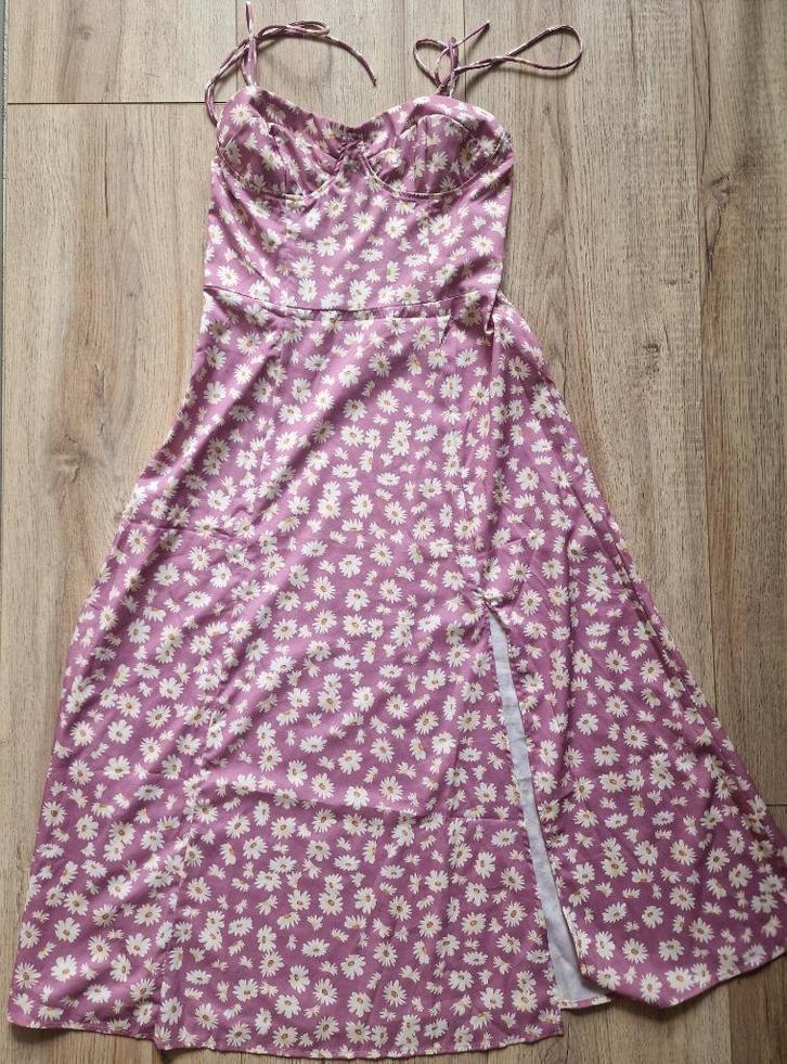 Lange jurk (Shein - M), Kleding | Dames, Jurken, Zo goed als nieuw, Maat 38/40 (M), Roze, Onder de knie, Ophalen of Verzenden