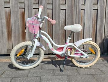 Vrolijke meisjesfiets 16 inch wit en roze beschikbaar voor biedingen