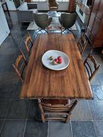 Antieke houten eettafel met 6 stoelen, Huis en Inrichting, Tafels | Eettafels, Gebruikt, 100 tot 150 cm, Eikenhout, Vijf personen of meer