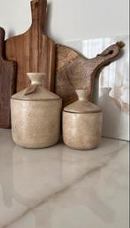 Travertine look potje met deksel maat S, Nieuw, Ophalen of Verzenden, Aa, Aa