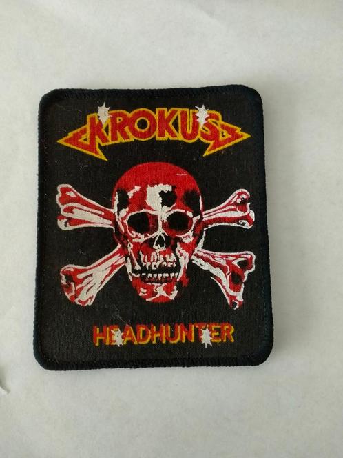 Krokus Headhunter vintage metal rock kleding patch embleem, Verzamelen, Muziek, Artiesten en Beroemdheden, Zo goed als nieuw, Kleding