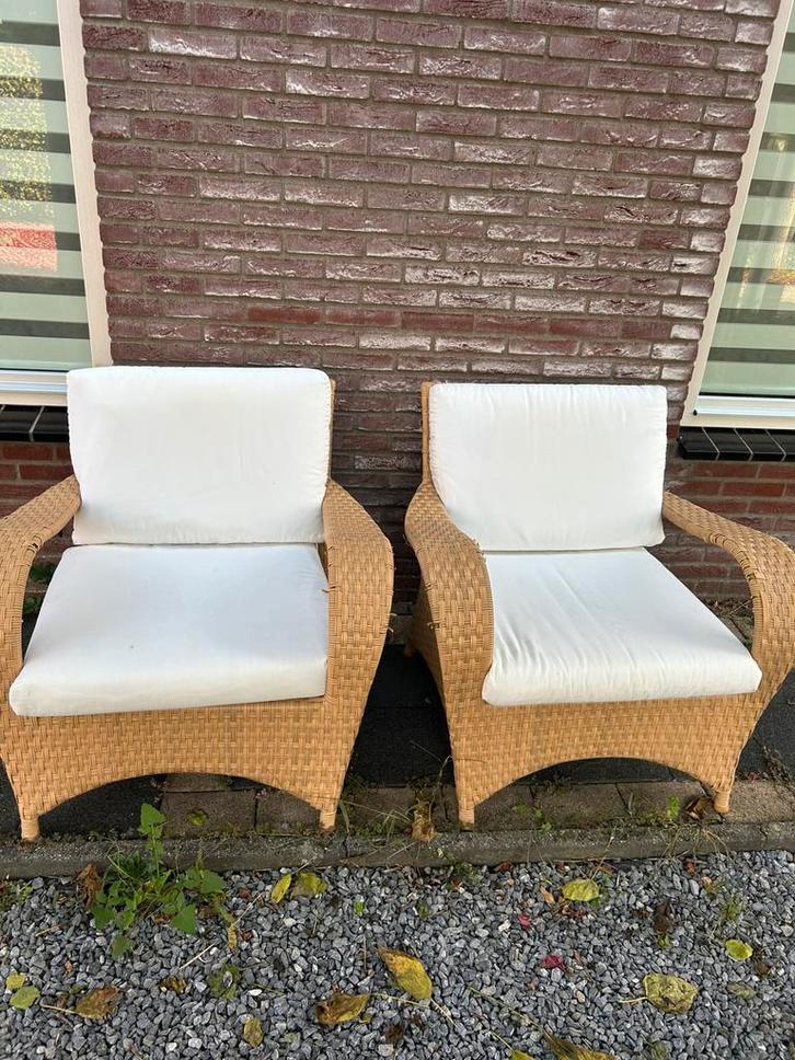 2 Royale Tuinfauteuils met Wasbare Kussens, Tuin en Terras, Tuinstoelen, Gebruikt, Ophalen