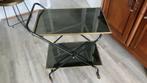 Vintage french serving troley zwart glas gestreept, Ophalen
