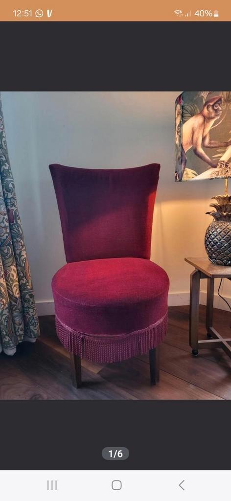 Bijzonder charmante boudoir stoel, Huis en Inrichting, Fauteuils, Gebruikt, Hout, Stof, Ophalen