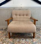 Vintage Fauteuil Brutalist Massief Houten Frame, Huis en Inrichting, Fauteuils, Ophalen, Hout, Duits Deens Zweeds Scandinavisch Retro Loveseat