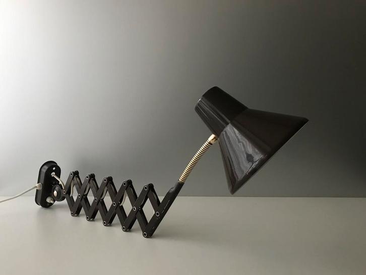 Hala Zeist scissor lamp brown 70s silence of the lamps, Huis en Inrichting, Lampen | Wandlampen, Gebruikt, Metaal, Ophalen of Verzenden
